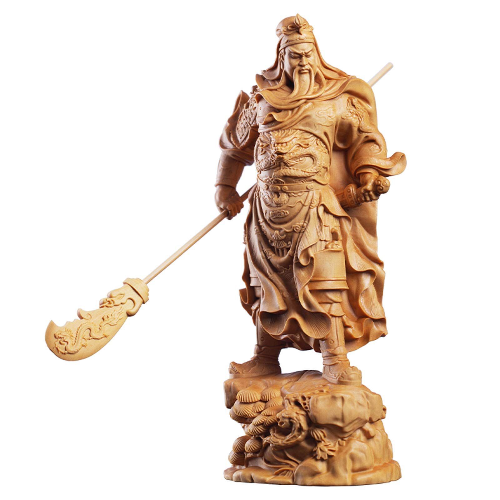 商売繁盛 金運 青龍偃月刀 木製彫刻 中国伝統美術品 アップ 置物 置物
