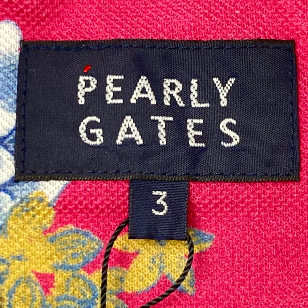 サイズ：3 PEARLY GATES パーリーゲイツ 30周年 半袖ポロシャツ ワッペン LIBERTY 花柄 ピンク系 [240101483807] ゴルフウェア メンズ ストスト サイズ：3 PEARLY GATES パーリーゲイツ 30周年 半袖ポロシャツ