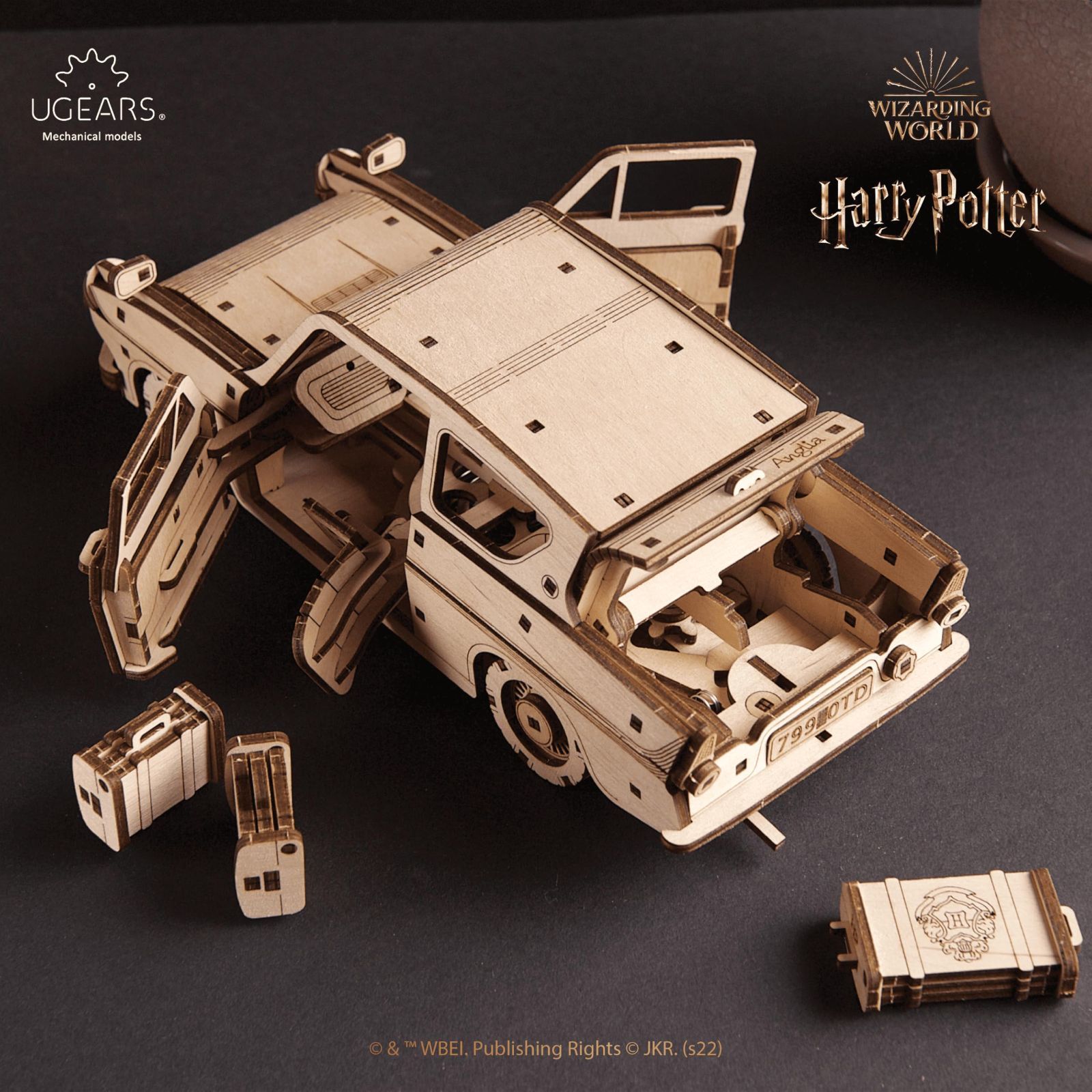 Ugears ハリーポッター 空飛ぶフォード アングリア 70173 木製パズル 工作 模型 接着剤工具不要 大人