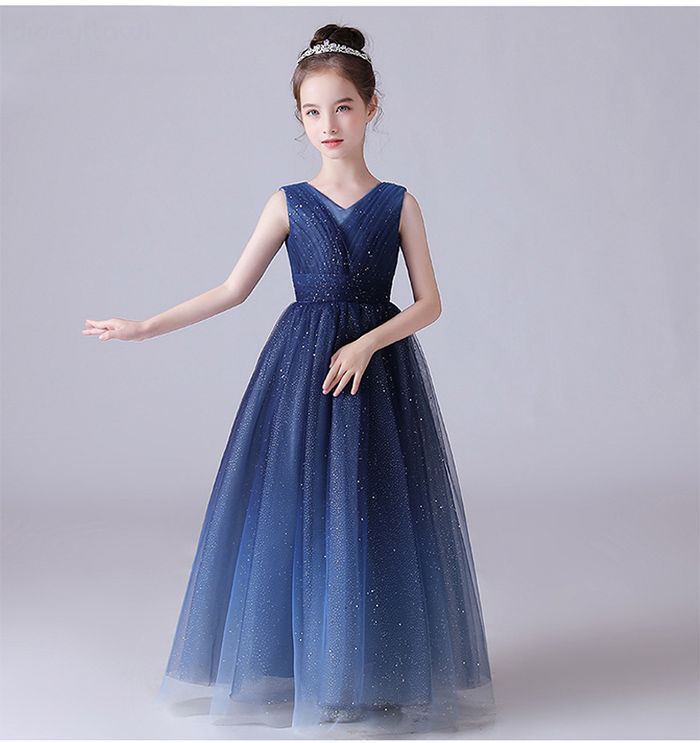 子供ドレス 発表会 ピアノ ロング 高級 紺色 チュールドレス ジュニア 女の子 コンクール ドレス 結婚式 キッズ 160 150 こども フォーマル リボンワンピース | [Weileenice] 発表会 女の子 ドレス 110 ネイビー シャンパン