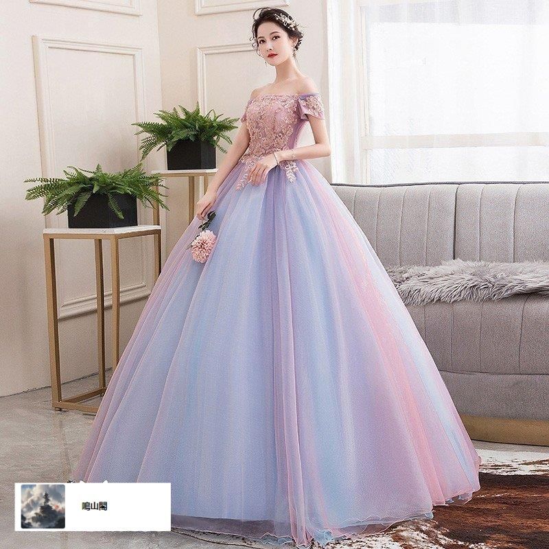 ウエディングドレス ドレス 二次会 花嫁 ロングドレス 大きいサイズ 3L オフショルダー 袖あり 半袖 レース プリンセスライン マキシWP 104