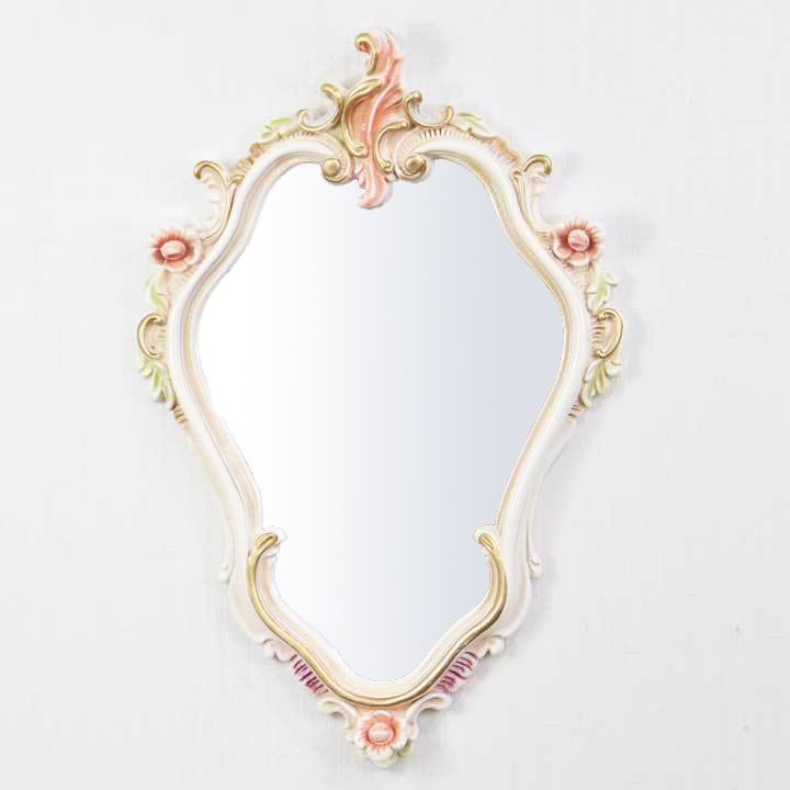 ヨーロッパ調アンティーク　アイアン製　手作り　薔薇の鏡