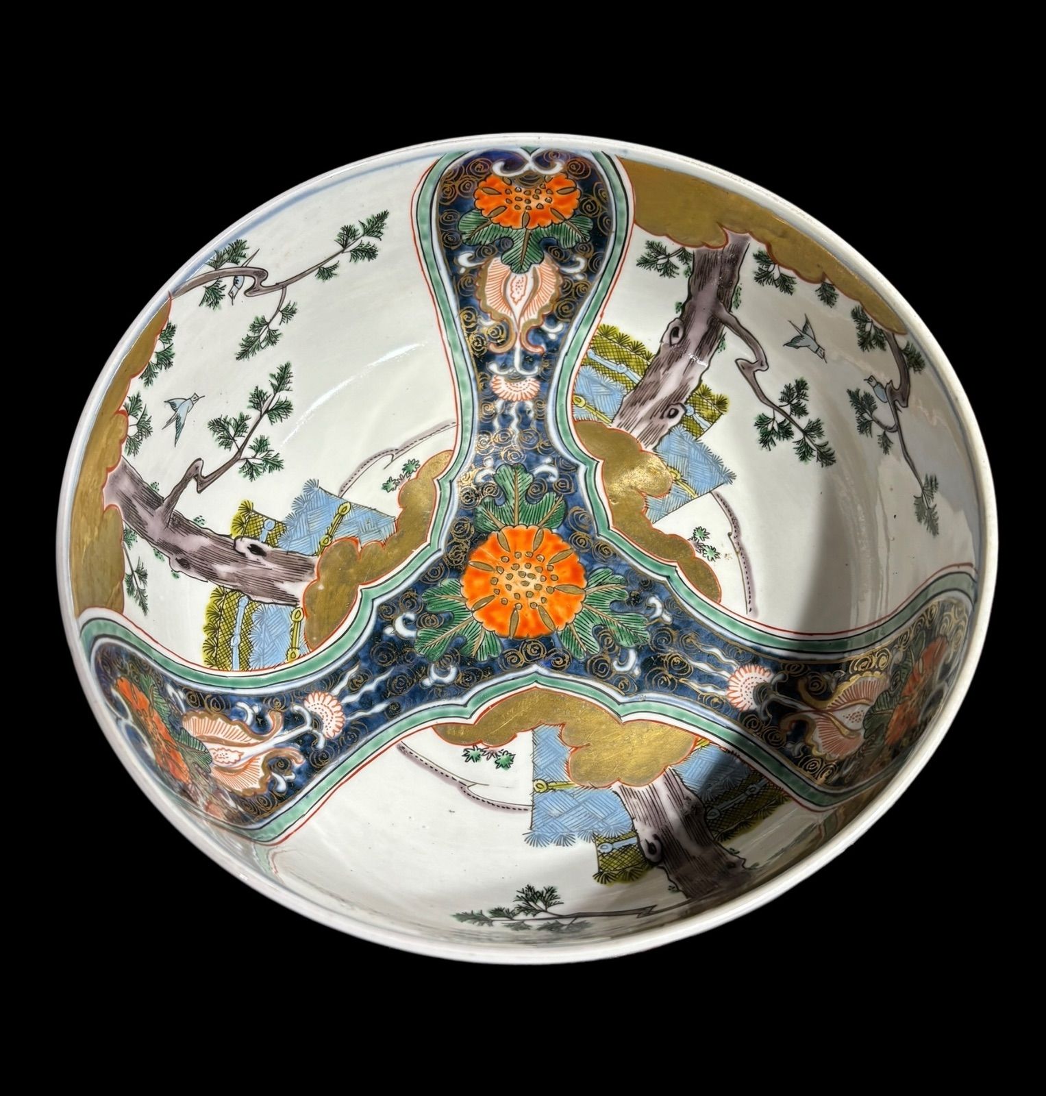 伊万里 中鉢 [松 風景 紋柄] 色絵 盛り皿 飾り皿 鉢 大鉢 深鉢 器 古伊万里 江戸時代 和食器 骨董品