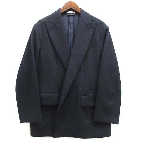 オーラリー AURALEE ライト メルトン ダブルブレスト ジャケット LIGHT MELTON DOUBLE BREASTED JACKET ネイビー 紺 3 美品 A8AJ02LM
