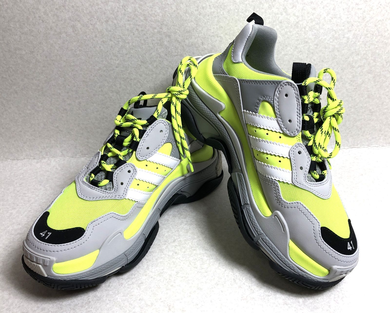【DH252】バレンシアガ アディダス TRIPLE S TRAINERS トリプルS スニーカー コラボ グレー イエロー 27cm