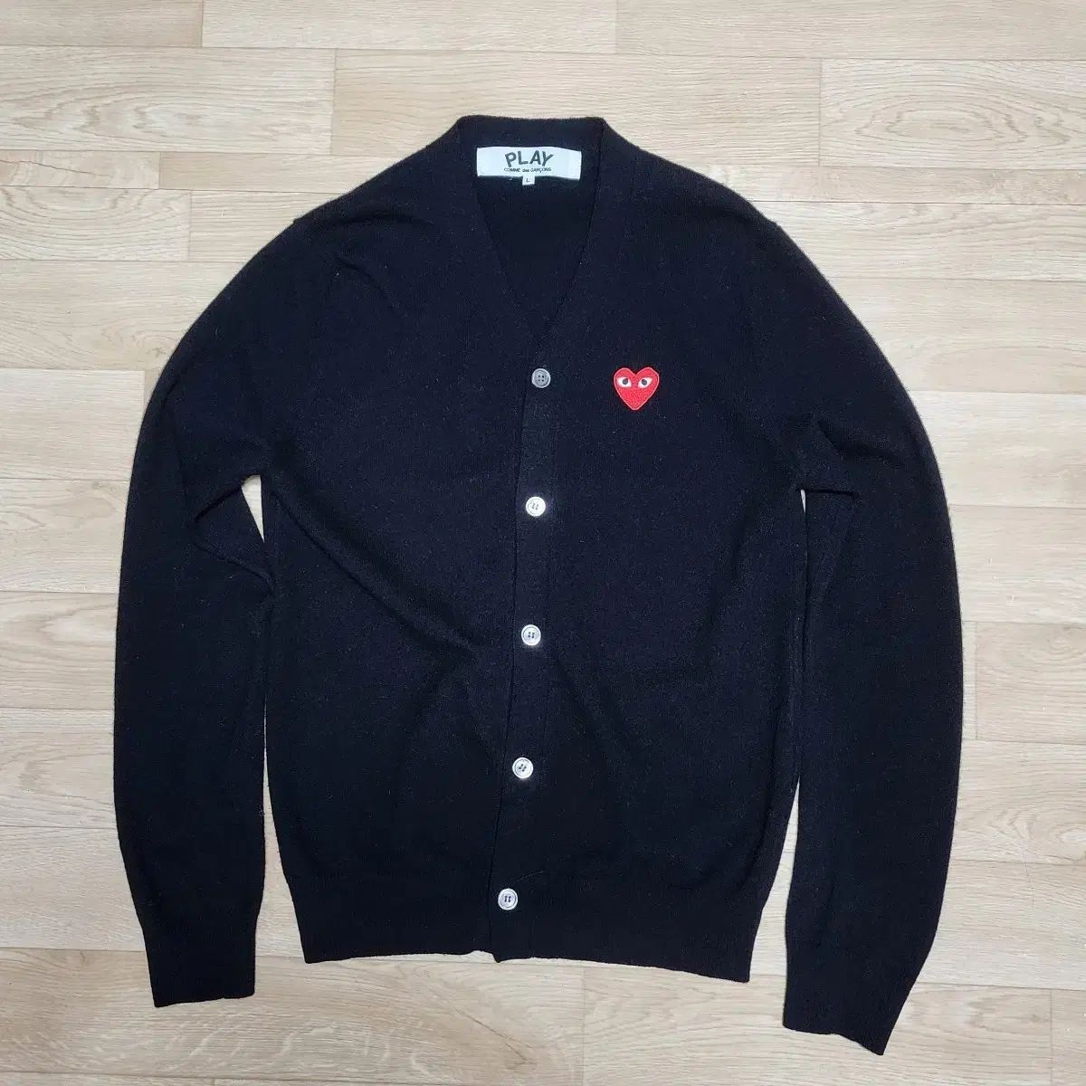L 꼼데가르송 PLAY | ウール カーディガン ブラック