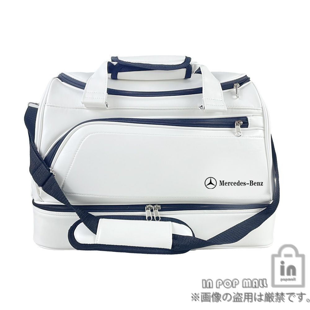 BENZ ベンツ ボストンバッグ ゴルフ服バッグ 大容量 男女兼用 収納ポケット付き ホワイト ブラック 送料無料
