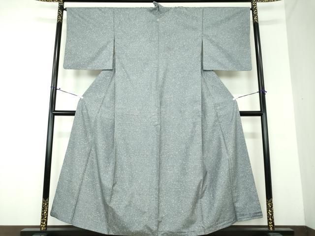 平和屋着物●上質な小紋　紬地　たたき染め　湊鼠色　正絹　逸品　DAAS3998ps 平和屋着物○上質な小紋 紬地 たたき染め 湊鼠色 正絹 逸品 DAAS3998ps