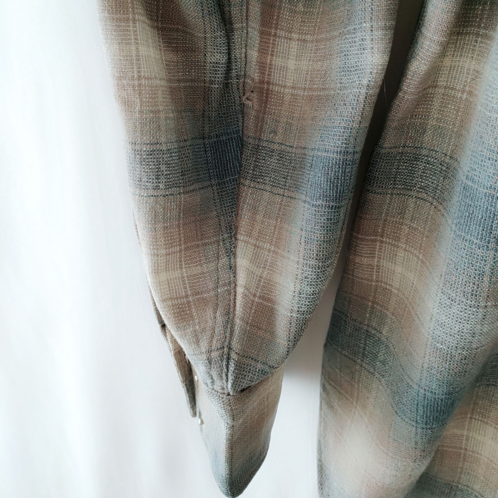 70s】PENDLETONペンドルトン オンブレチェック ブルー ベージュ