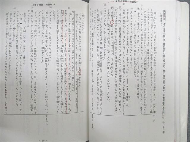 UX01-063 希学園 小4 ベーシック 国語 Cコース 精読テキスト/トレーニング/解答・解説集 第1〜4分冊 通年セット 計12冊 90L2D