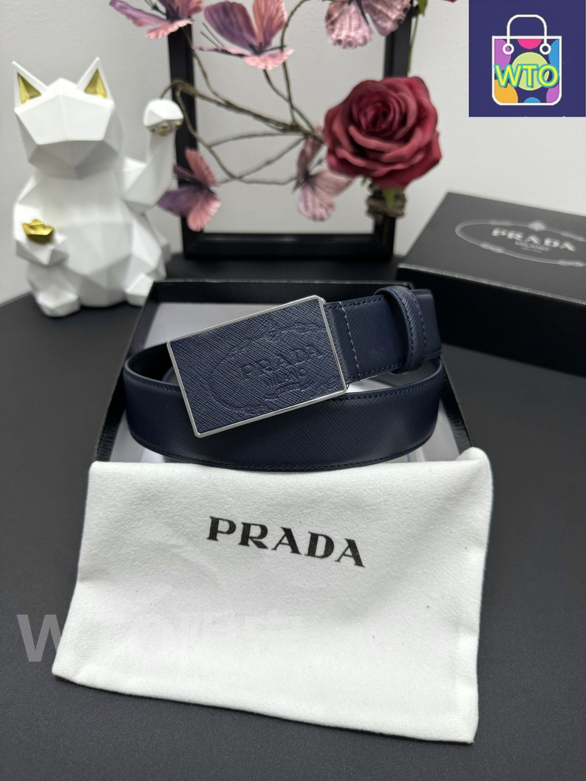 今日特価】PRADA プラダ クロスグレインレザーベルト-1 - メルカリ