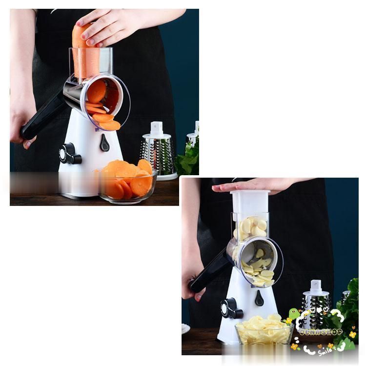 多機能スライサー 回転式 野菜スライサー 手動 千切り 3個刃 カッター