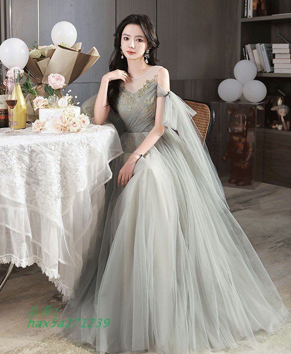 ドレス 大人 ピアノ 発表会 ロングドレス 母親 演奏会用ドレス 披露宴 袖付き オフショルダー 肩出し 二次会 成人式ドレス フォーマル 結婚式 hax5a271239