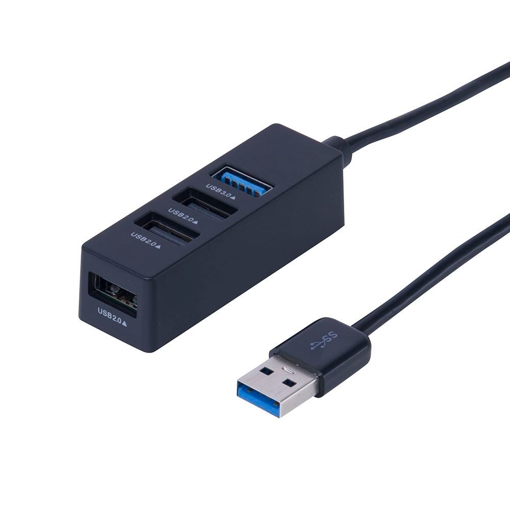 （まとめ買い）ナカバヤシ USB3.0+2.0 4ポートハブ 0.6m ブラック UH-3074BK 【3個セット】
