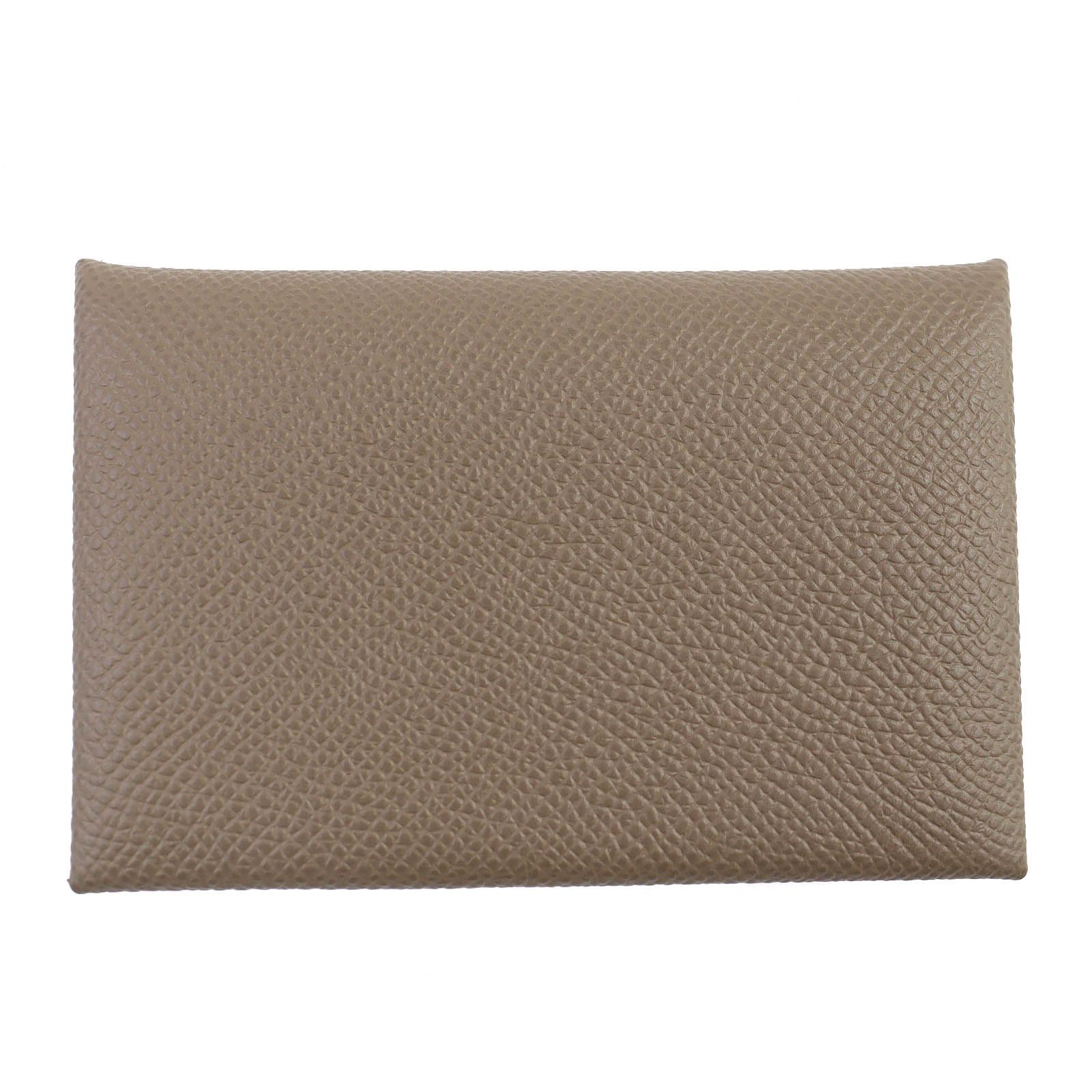 △HERMES エルメス カルヴィ ヴォーエプソン エトゥープ シルバー金具 カードケース 名刺入れ W刻印 き フランス製 レディース