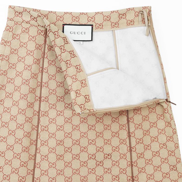 新品同様】グッチ 2018年 レザーパイピング GGキャンバス モノグラム  