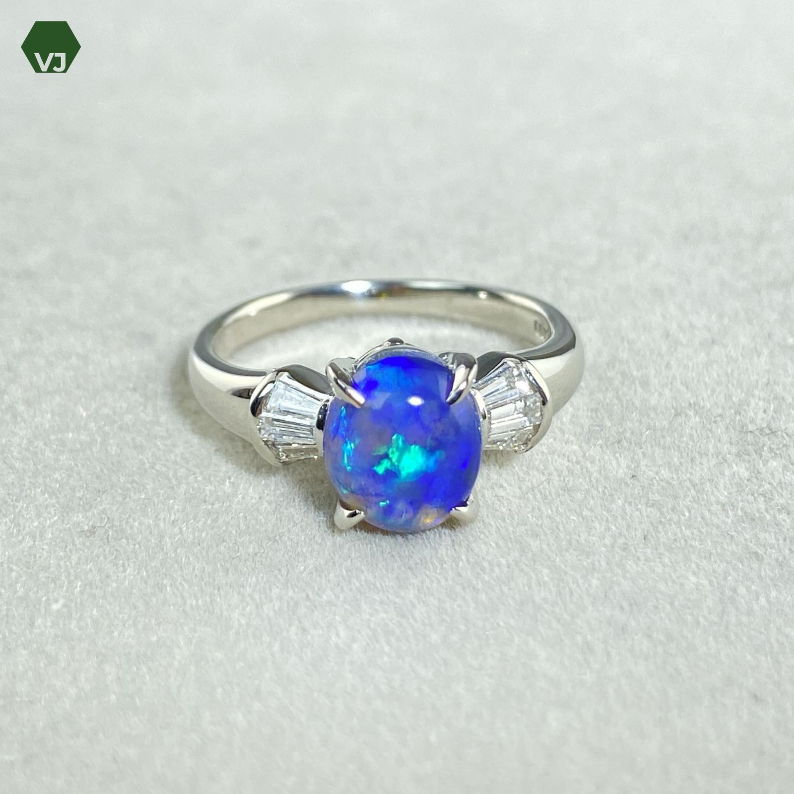 24-12】ブラックオパール ダイヤモンド リング 1.37ctD0.2ct【中古 