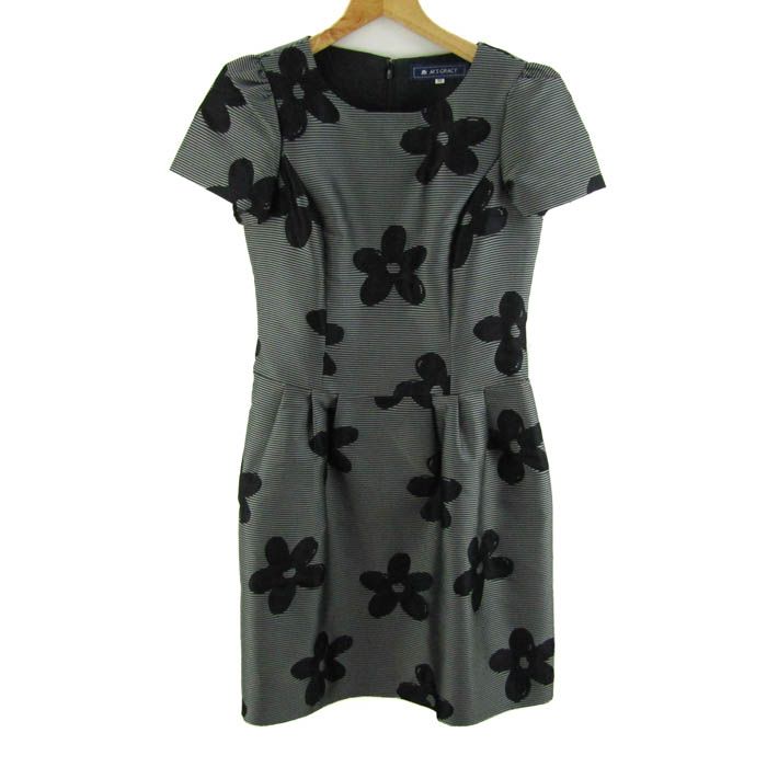 エムズグレイシー ワンピース 半袖 ブランド トップス 日本製 黒 レディース 36サイズ ブラック M S GRACY