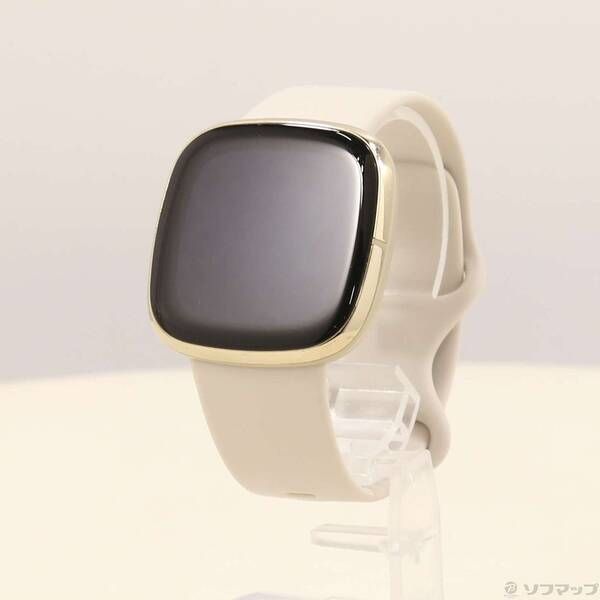 中古品〕 Fitbit Sense FB512GLWT-FRCJK ルナホワイト／ソフトゴールド