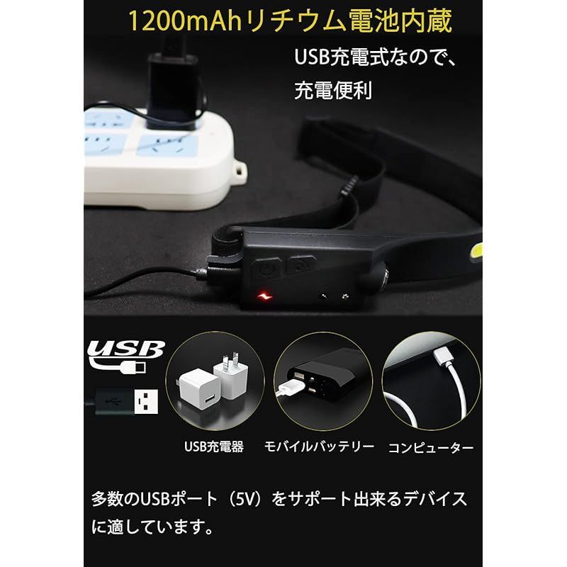 ヘッドライト 充電式 USB LEDデュアル光源 ヘッドランプ 5種点灯モード 50g超軽量 高輝度 アウトドア用ヘッドライト IPX4防水 防塵  1200mAh大容量バッテリー 最大8時間使用可能 SOS点滅 ヘッド ライト 釣り 登山 作業灯 懐中電 10 メルカリ