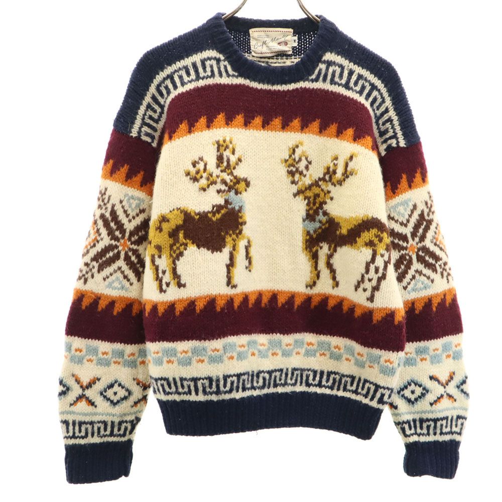 Craft Manly 90s オールド ノルディック柄 長袖 カウチンセーター M ネイビー 他 Craft Manly ニット メンズ