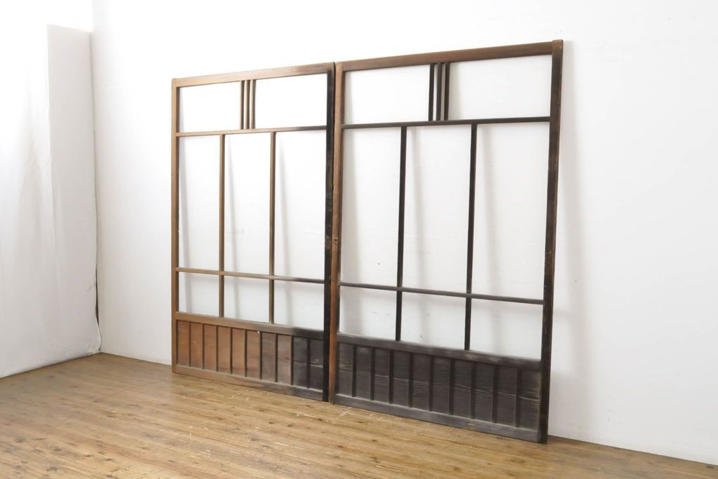 アンティーク ガラス 窓 2枚 昭和 レトロ 建具｜アンティーク ガラス