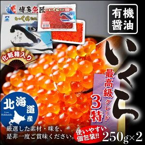 【 北海道産 】 天然秋鮭卵 いくら 醤油漬け 有機醤油 500g 250g×2個 最高級 3特グレード カネサン 佐藤水産 秋鮭 海産物 いくら お取り寄せ ギフト 贈答品 送料無料 プレゼント お歳暮 海鮮 御歳暮 お歳暮 冬 ギフト グルメ