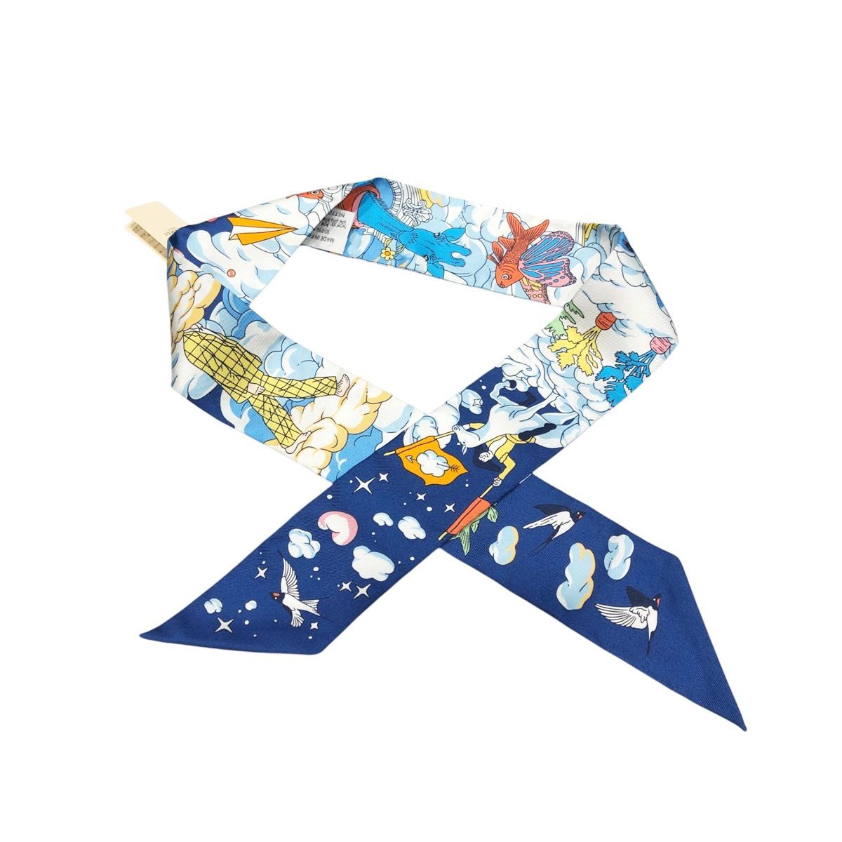 HERMES エルメス ツイリー マルチカラー スカーフ　ブラウン　【私の雲】 HERMES エルメス ツイリー マルチカラー スカーフ ブラウン 【私