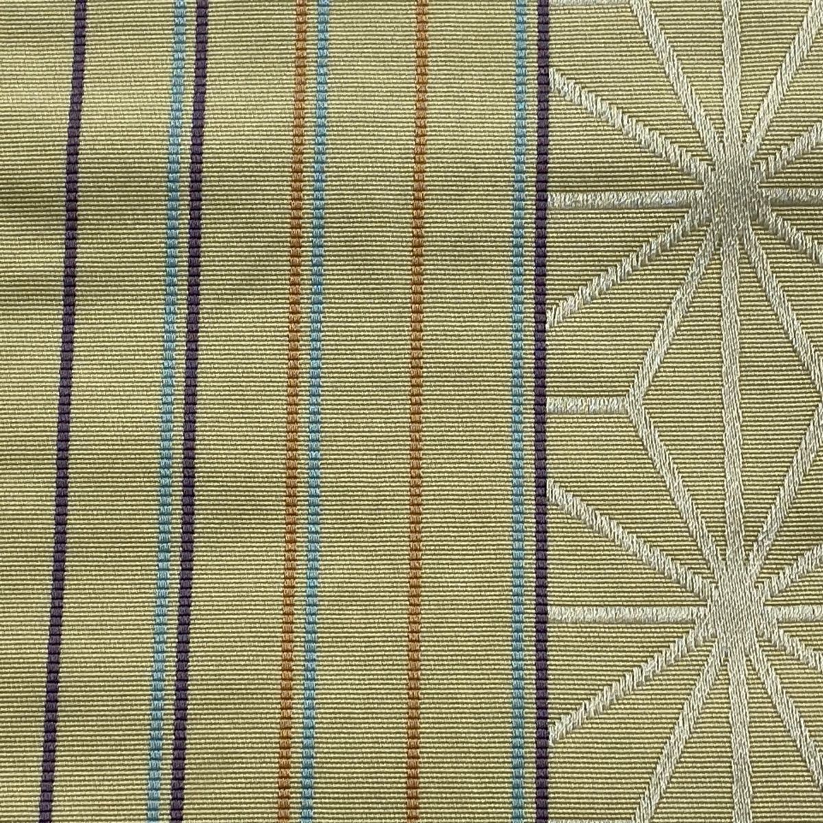 オーダー受付中 半幅帯 優品 麻の葉 縞 クリーム 化繊