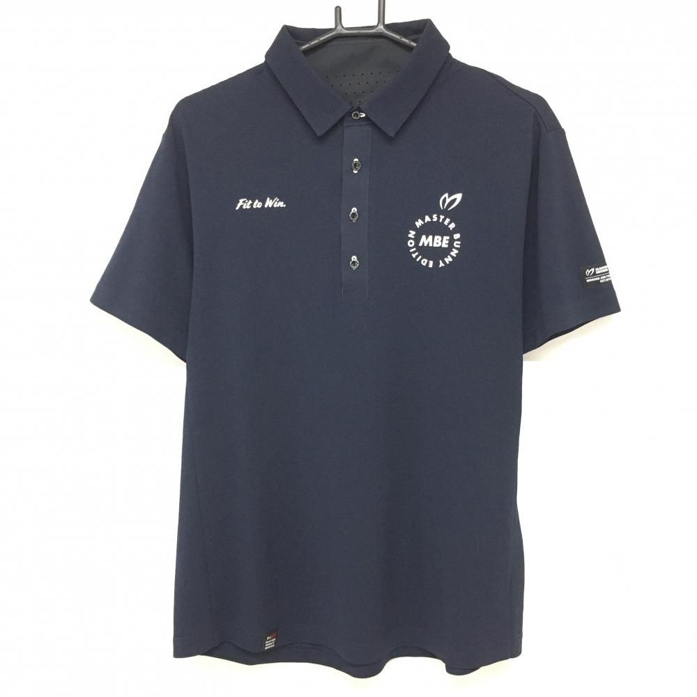 【超美品】マスターバニー 半袖ポロシャツ ネイビー 背面襟下一部パンチング メンズ 6(XL) ゴルフウェア MASTER BUNNY EDITION