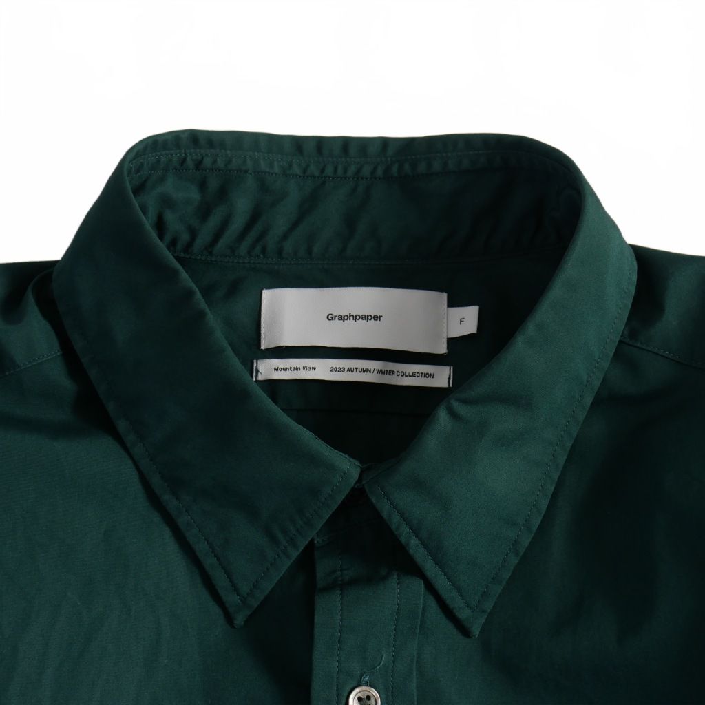 Graphpaper 緑色 長袖シャツ グラフペーパー Graphpaper 23AW High Count Regular Collar