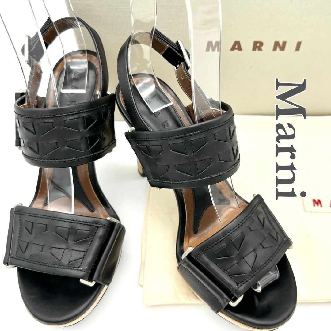 Marni サンダル 本革 レザー バックストラップ ブラック 1183A