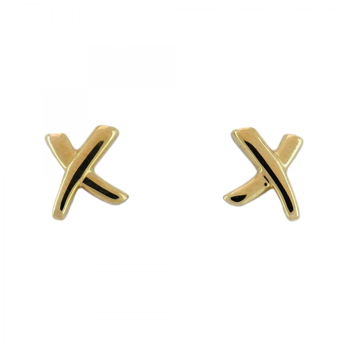 ティファニー クロスステッチ ピアス 18金 K18イエローゴールド  