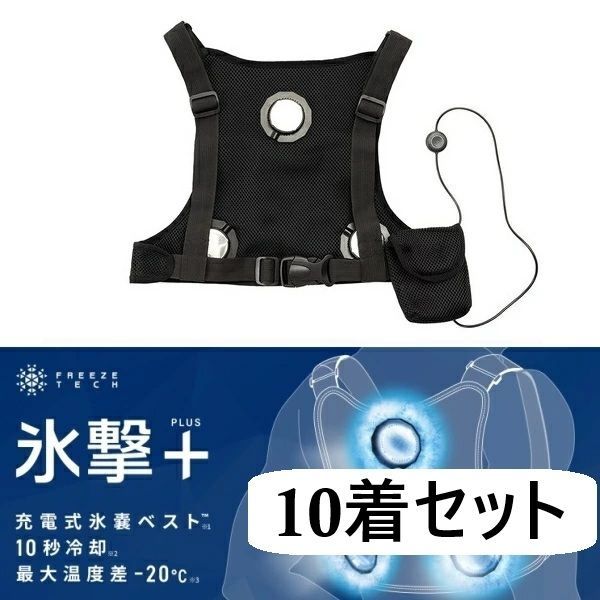 熱中症対策 10着セット ZE TEC H ペルチェ 氷撃 充電式氷嚢ベスト W001 Blackフリーサイズ LIDEF バイクに ゴルフに 屋外作業に