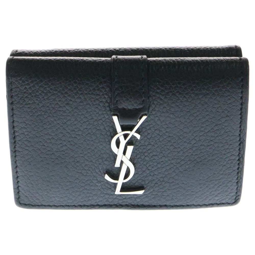 美品/付属品完備✨サンローラン　三つ折り財布　オリガミ　カサンドラ　ネイビー SAINT LAURENT PARIS(サンローランパリ) カサンドラ ロゴ