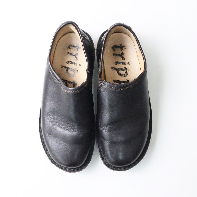 トリッペン trippen yen イェン レザー スリッポン ｜ブラック シューズ トラックソール ローカット 2400014605358