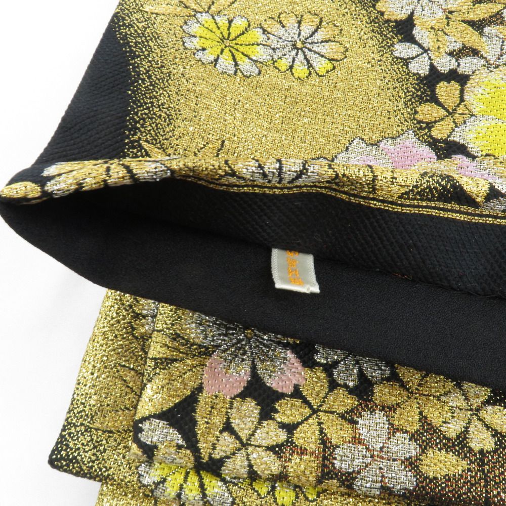 幅約31cmpk33 正絹 袋帯 振袖用 花柄 金糸 フォーマル 六通