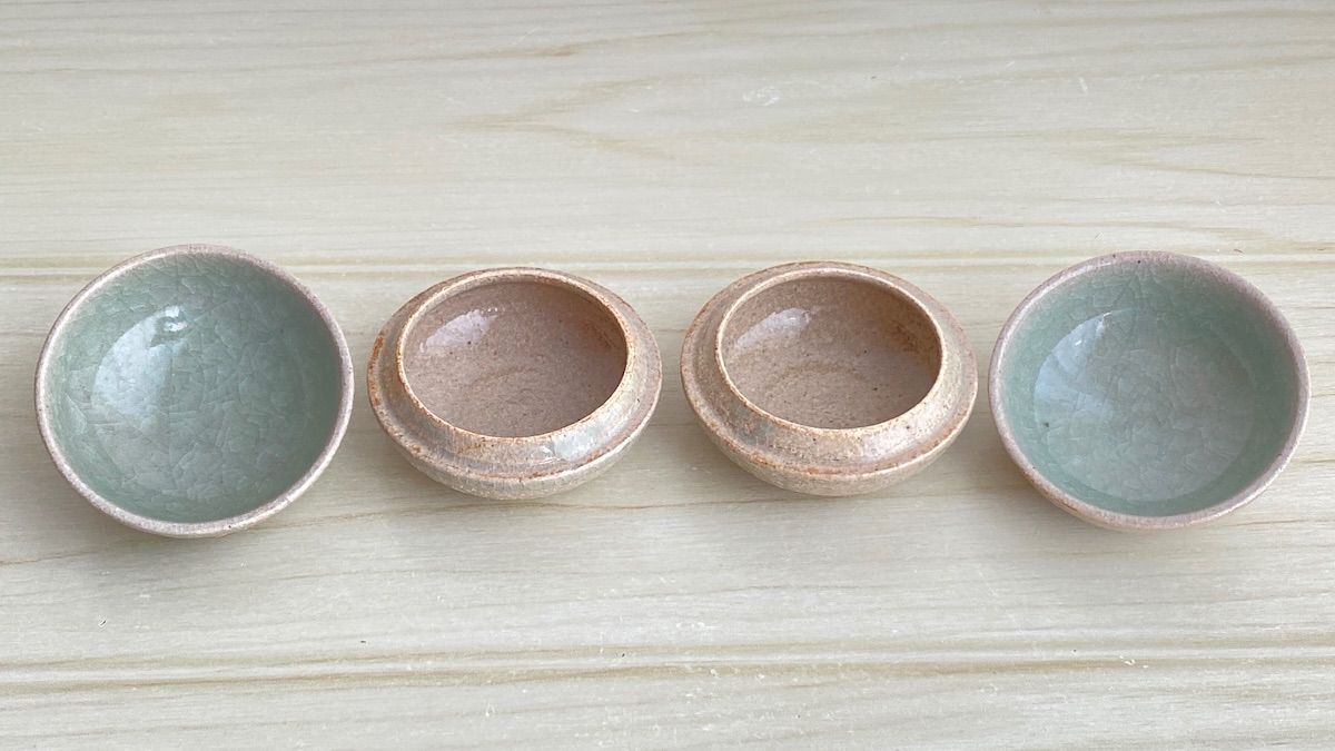 SK014】元祖 相馬駒焼 玉盃 十四世 田代法橋 造 直径約6cm 高さ約5cm