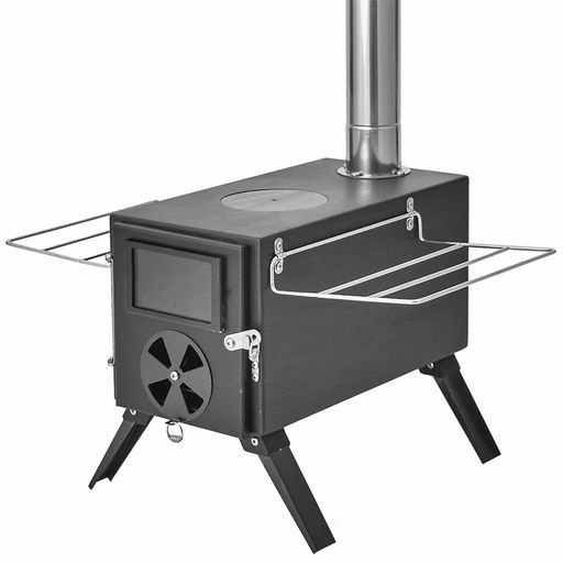 Anlik薪ストーブアウトドア調理暖炉キャンプテント煙突付き(ブラック/鉄製)