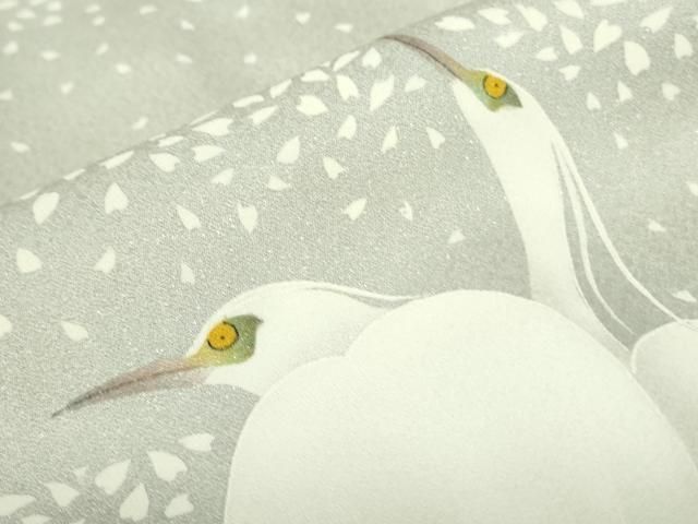 平和屋着物●東京友禅　菅有鬼一　訪問着　白鷺　小田急百貨店扱い　正絹　逸品　DAAX1390op 平和屋着物○東京友禅 菅有鬼一 訪問着 白鷺 小田急百貨店扱い 正絹