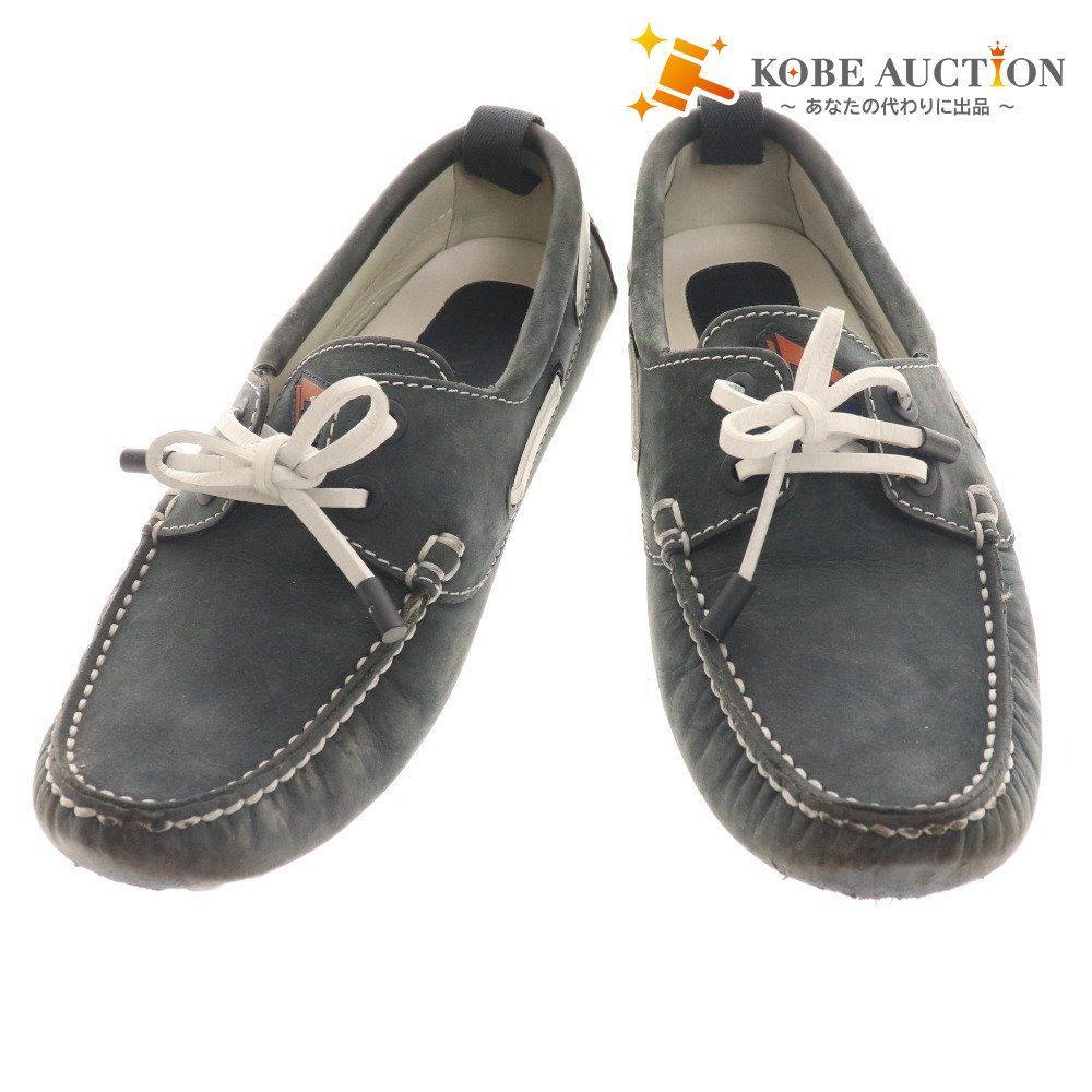 ルイヴィトン カップ デッキシューズ N?0172 靴 ローファー モカシン リボン レザー メンズ 7 ブルー系