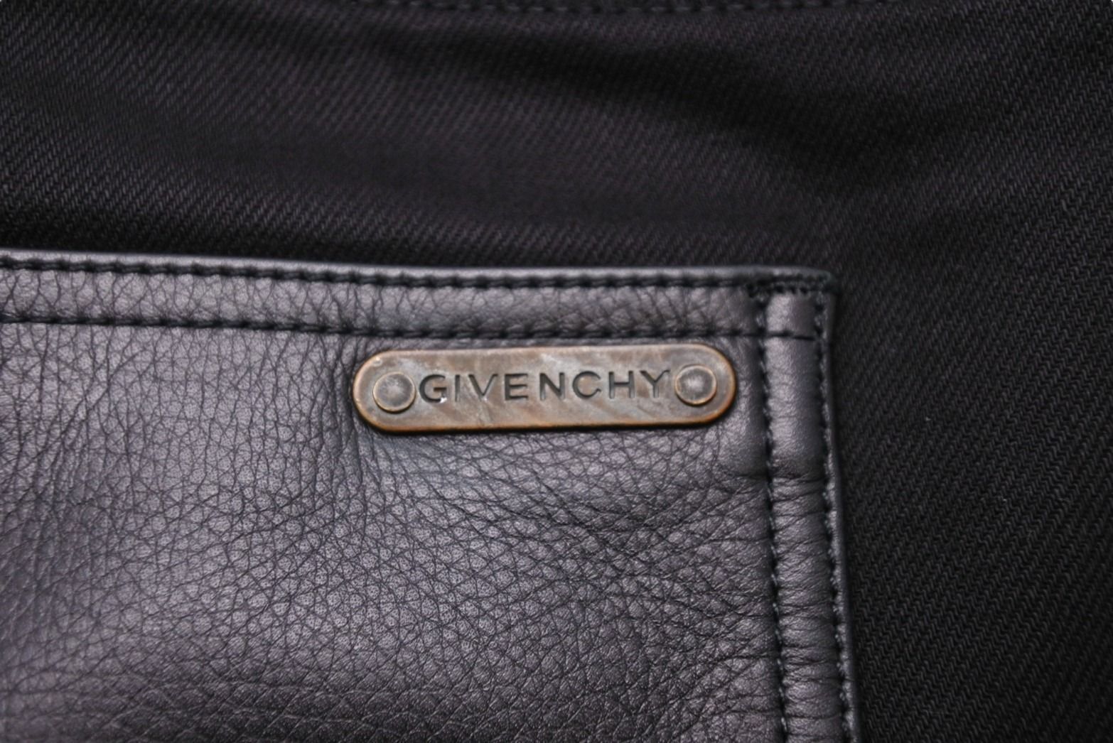 Givenchy ジバンシー 13SS レザー切り替え デニムパンツ ブラック 5633 474 サイズ32 美品 中古 49586