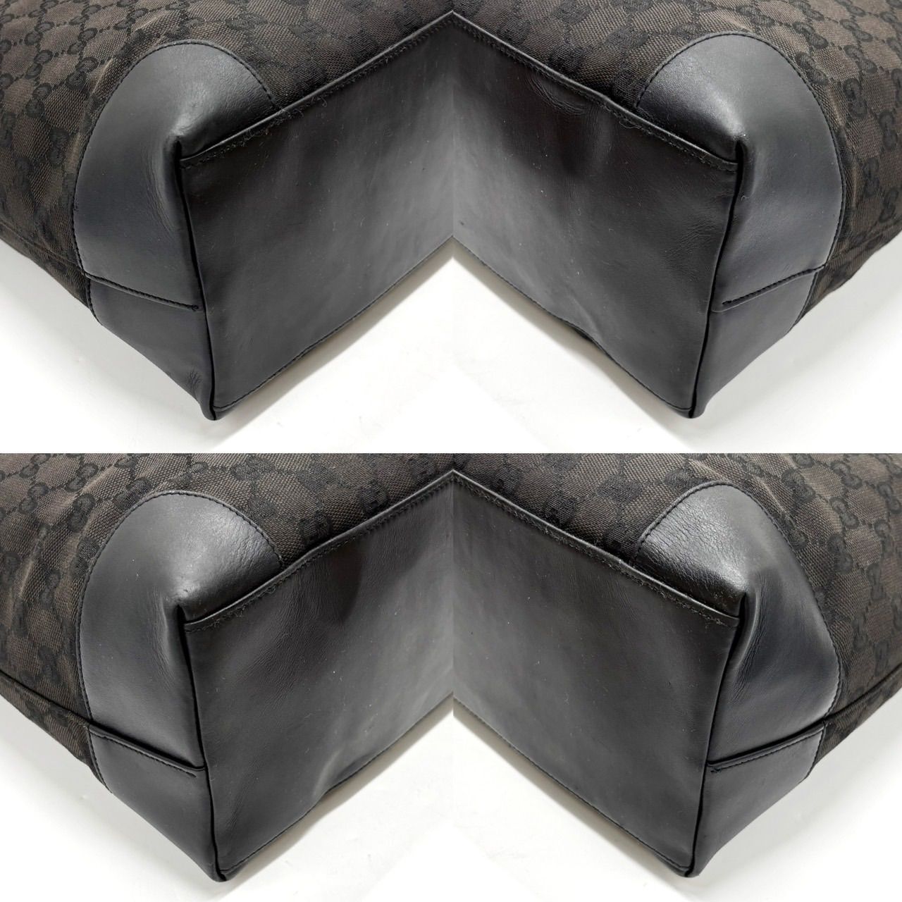 グッチ ショルダーバッグ GGキャンバス レザー ブラック A4収納可能 GUCCI ショルダーバッグ GGキャンバス レザー ブラック 斜め掛け可能