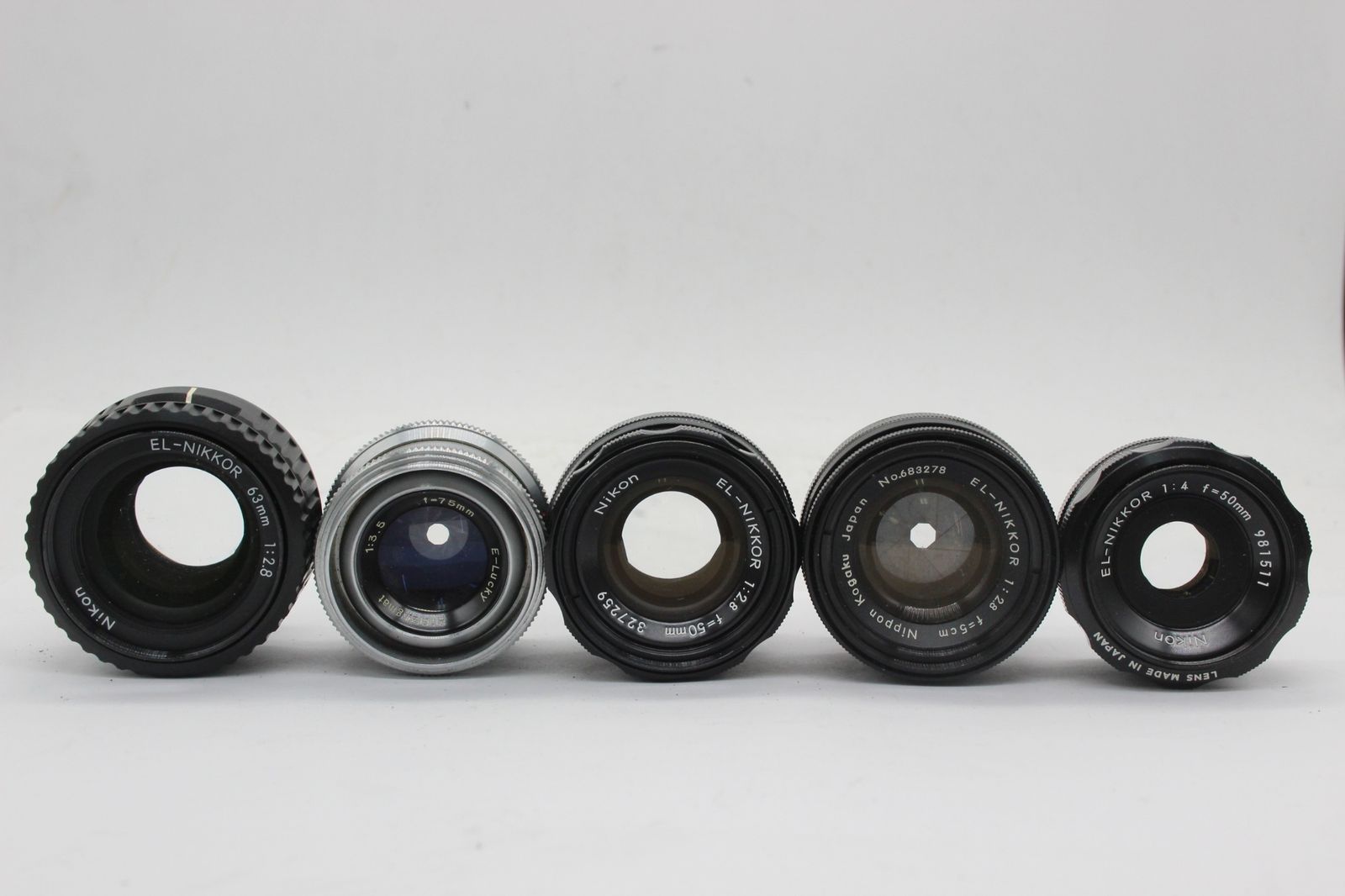 訳あり品】 【元箱付き】ニコン Nikon EL-NIKKOR 63mm F2.8 50mm F2.8 50mm F4 5cm F2.8 LUCKY  75mm F3.5 7.5cm F3.5 引き伸ばしレンズ6本セット s9747 - メルカリ