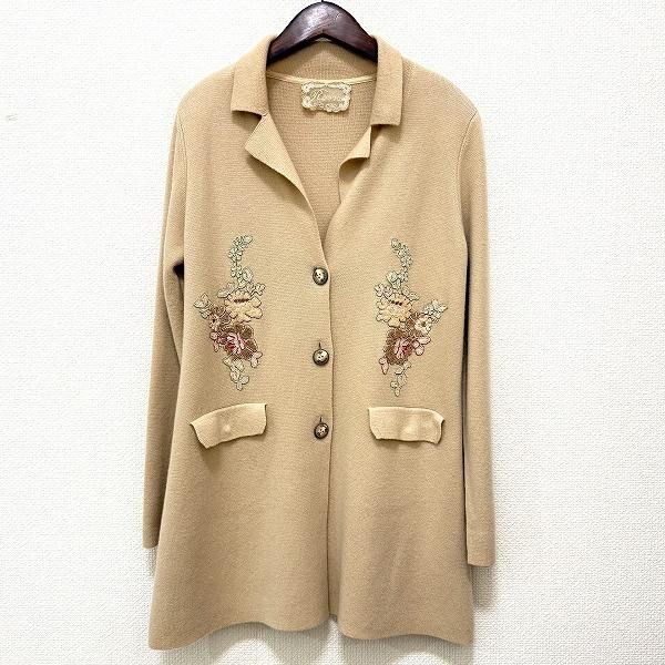 アトリエまりこ カーディガン レース 花モチーフ ブラック 黒