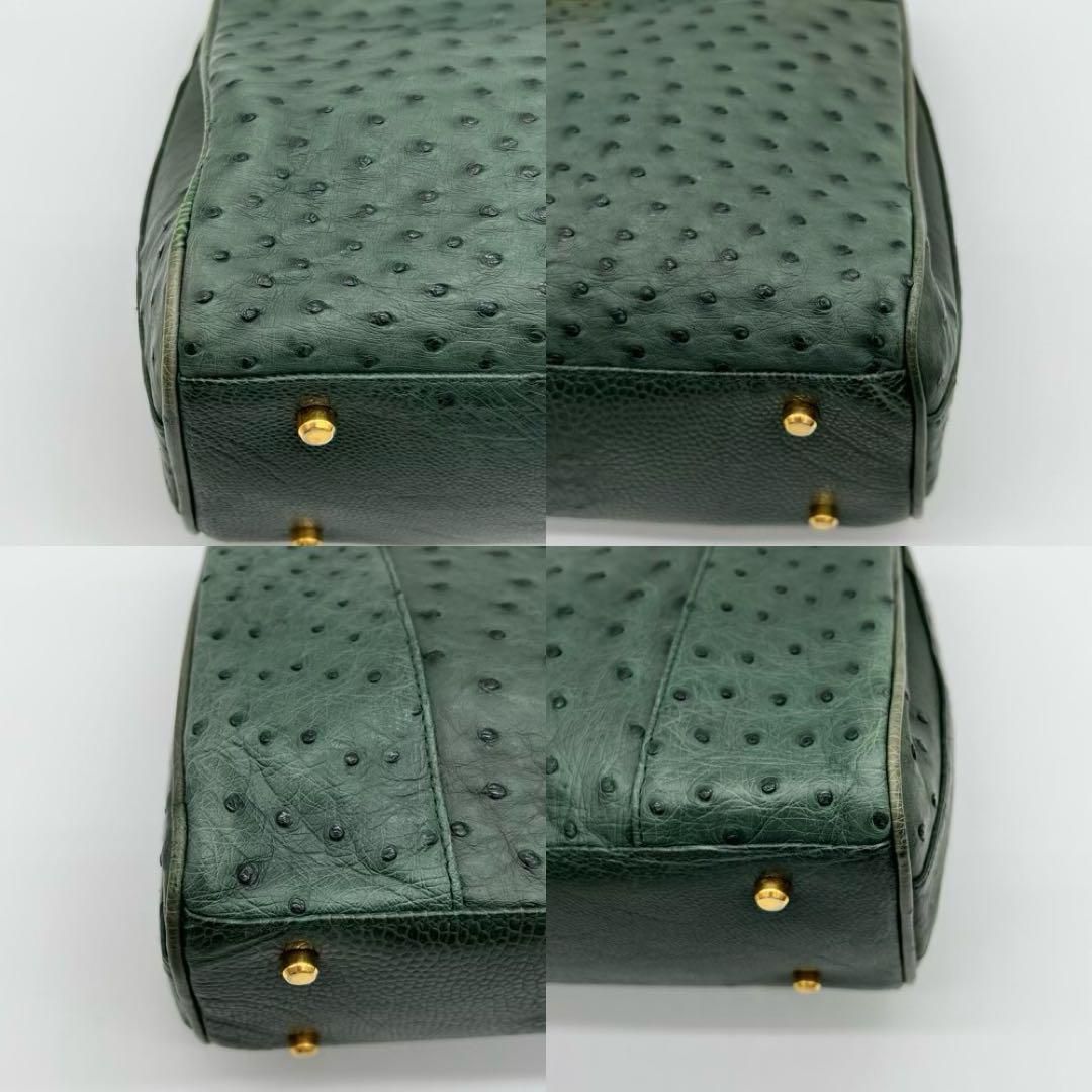 【美品】MASUMI OKADA オーストリッチ ベルトデザイン ハンドバッグ 美品】MASUMI OKADA オーストリッチ ベルトデザイン