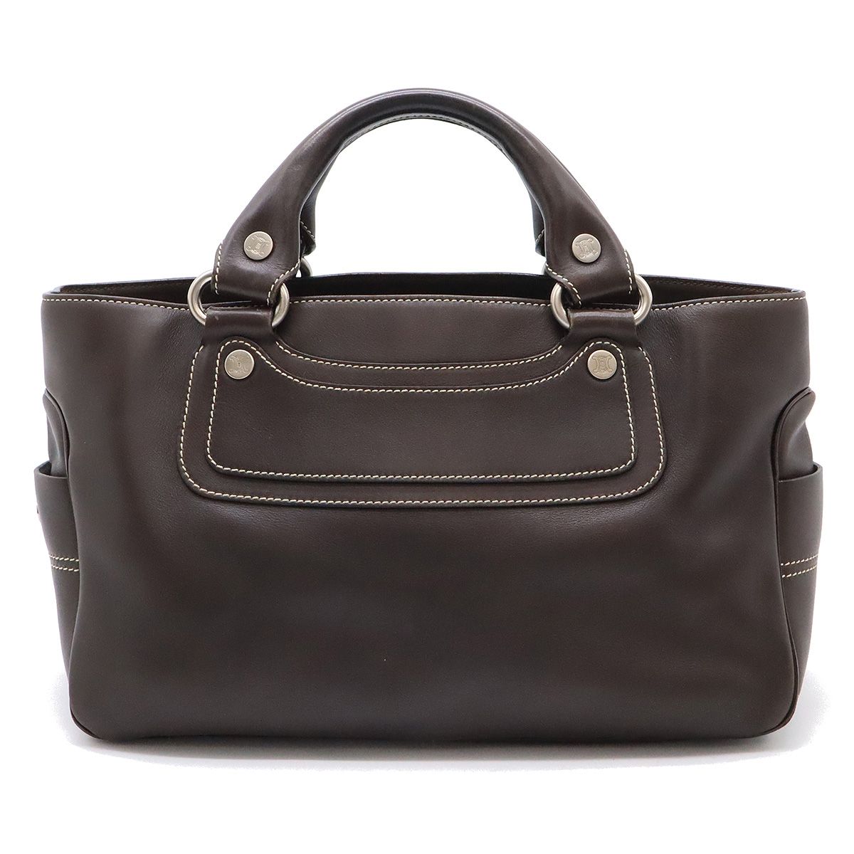 tomo様CELINE ブギーバッグ ハンドバッグ レザー ダークブラウン tomo様CELINE ブギーバッグ ハンドバッグ レザー ダークブラウン