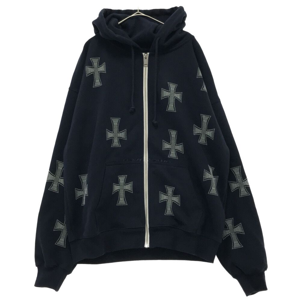 UNKNOWN アンノウン Navy Cross Rhinestone Zip Hoodie ネイビー クロスラインストーン ジップアップパーカー フーディー DK-ZH6-UK UNKNOWN (アンノウン) Navy Cross Rhinestone Zip Hoodie ネイビー