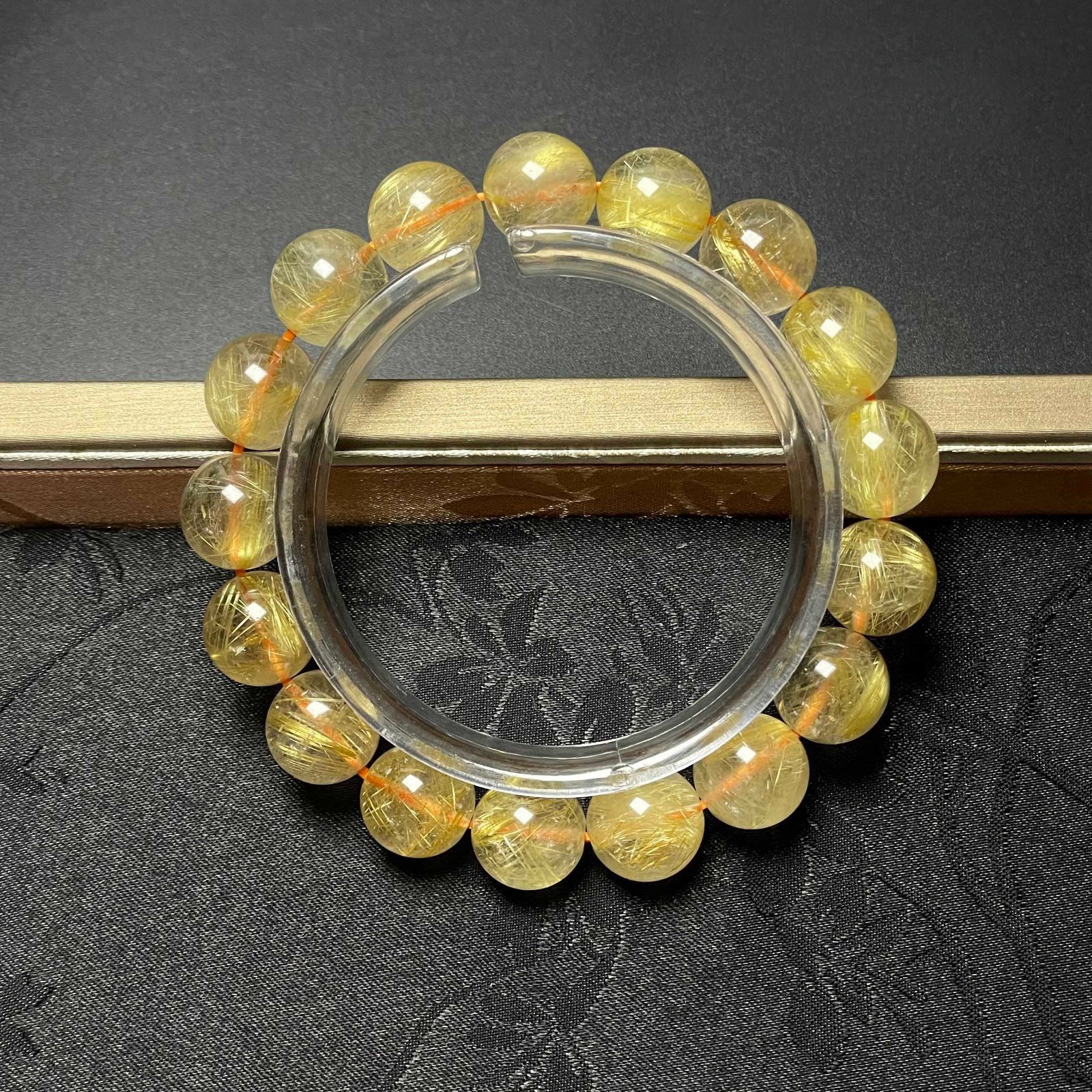 夢色 EU製 ★極!極満針ルチルクォーツ★ブレスレット パワーストーン 天然石 綺麗 金運 お守り プレゼント1 12.3-12.8mm ZB8967