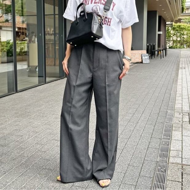 スピックアンドスパン ハイブリッドダブルクロスストレートパンツ